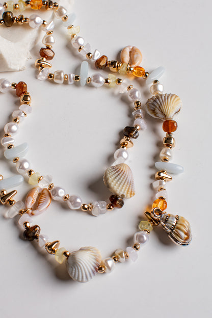 Melanie Mixed Bead Gold Layered Necklace