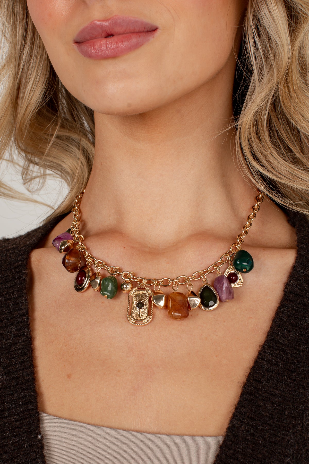 Sophia Gold Multi Charm Necklace