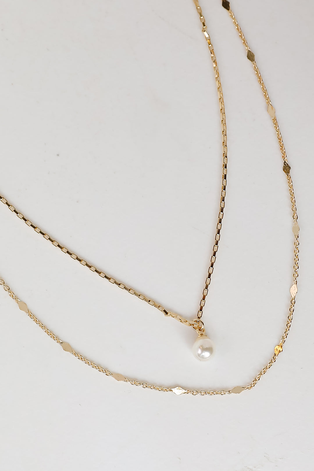 Courtney Gold Pearl Charm Layered Necklace