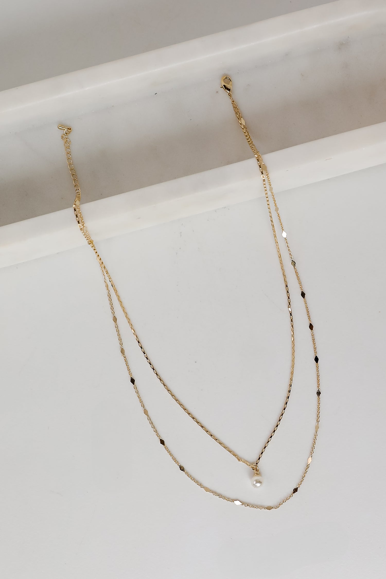 Courtney Gold Pearl Charm Layered Necklace