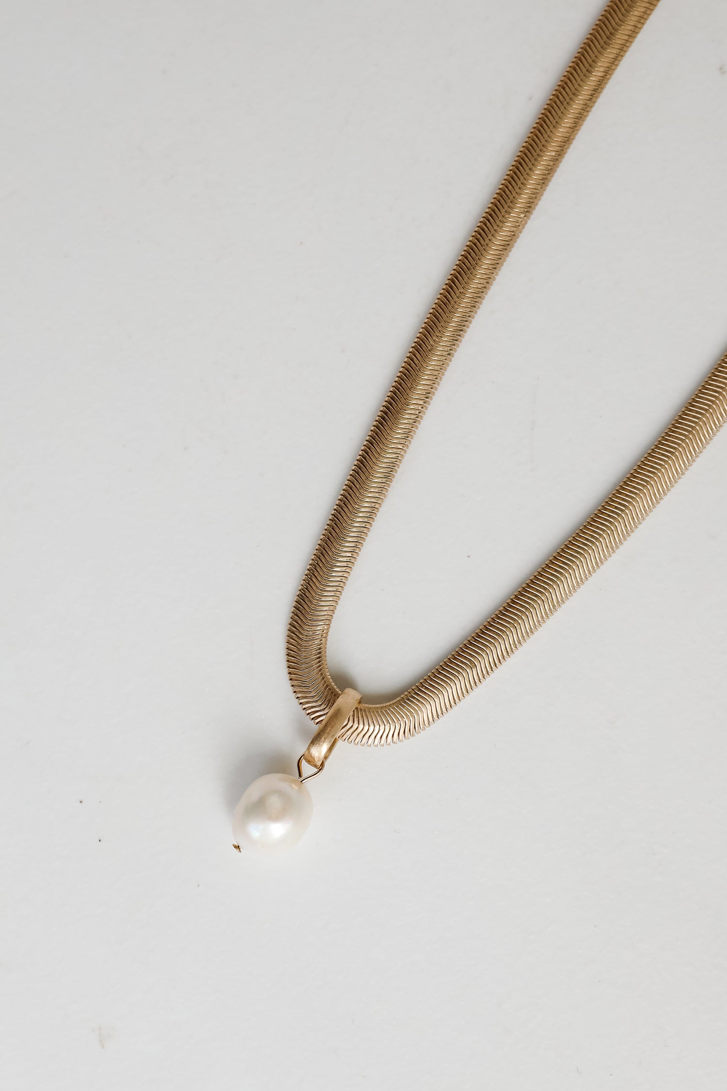 Reagan Gold Snake Chain Pearl Charm Necklace