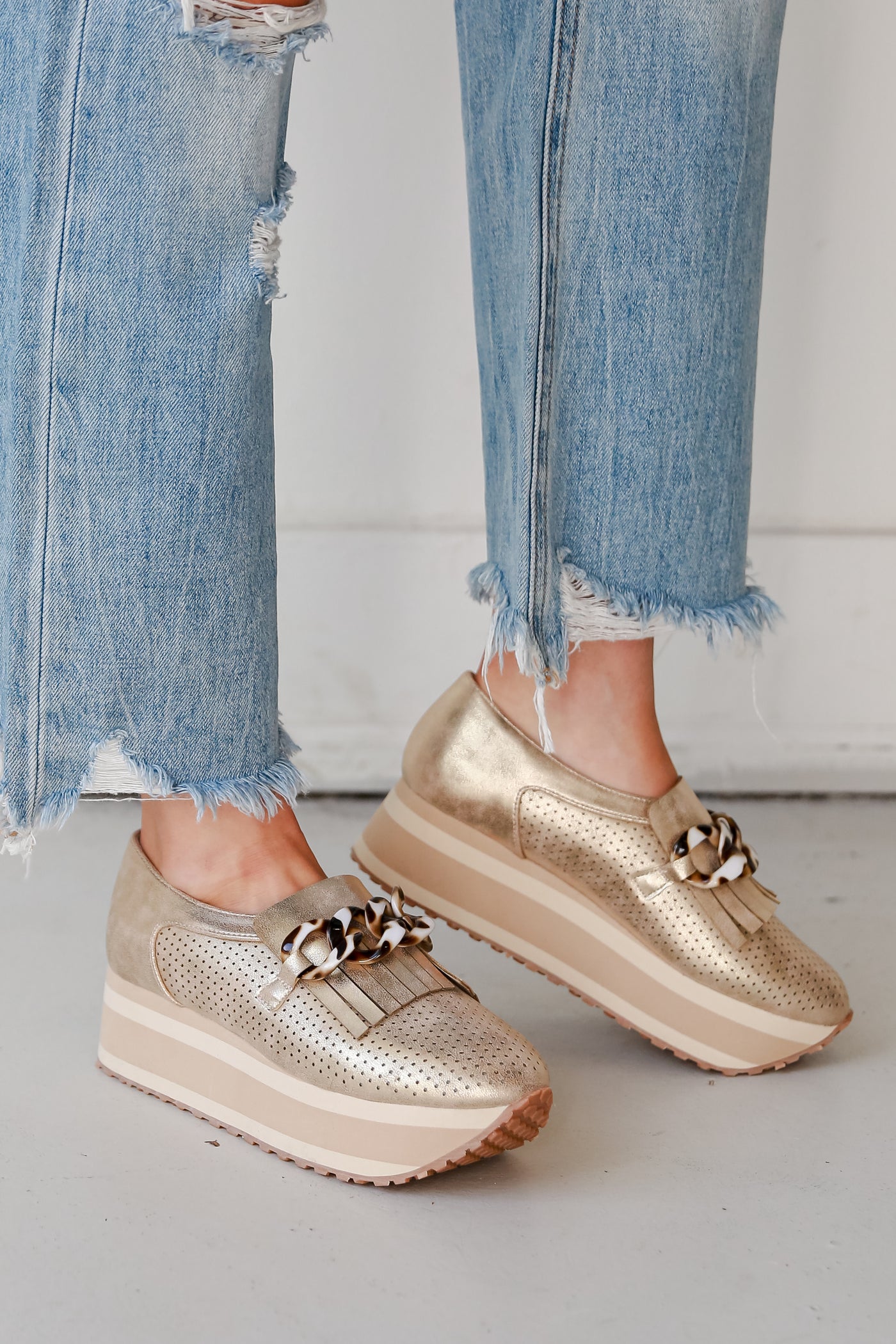 Gold Platform Sneakers side view