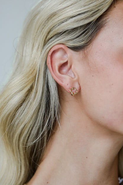 Annie Gold Quatrefoil Mini Hoop Earrings