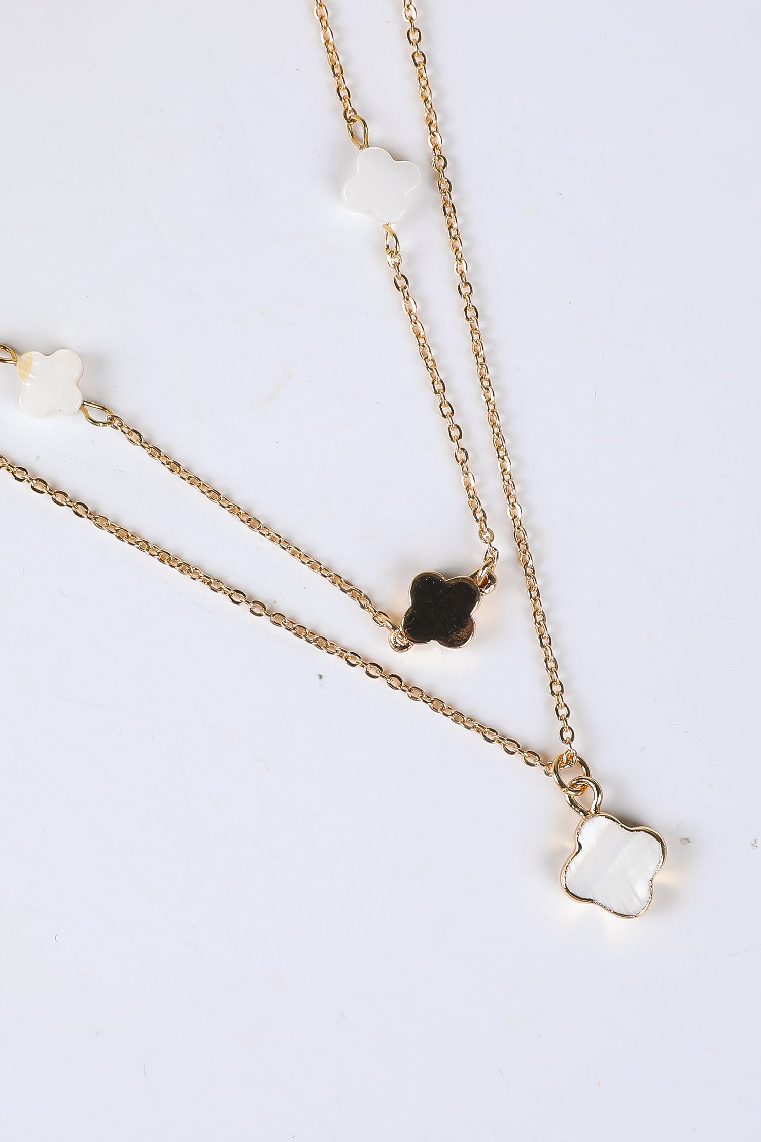 Cute Gold Quatrefoil Layered Chain Necklace | Charm Necklace | DressUp Cute Gold Quatrefoil Layered Chain Necklace | Charm Necklace | DressUp