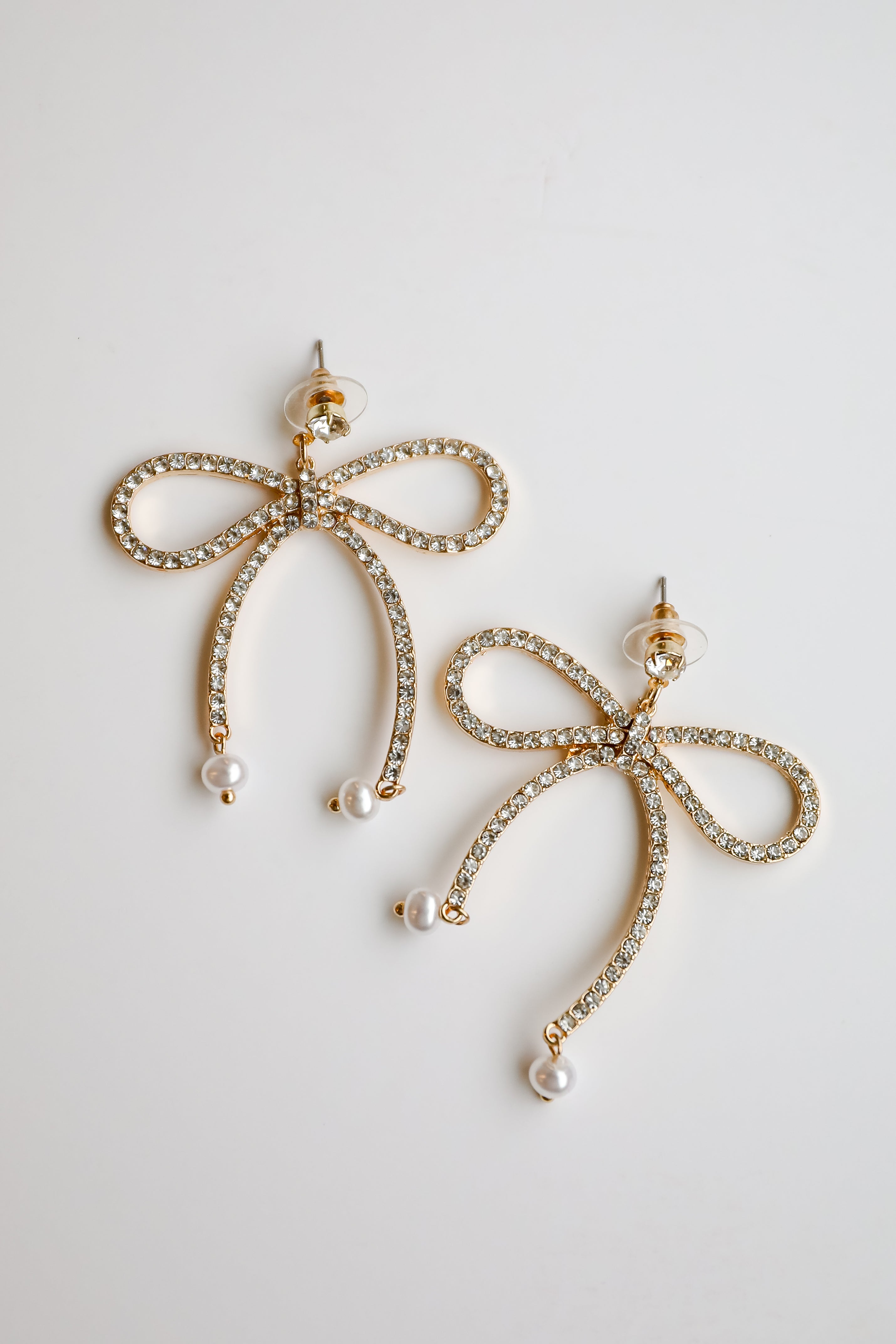 Jenny Gold Rhinestone Bow Earrings