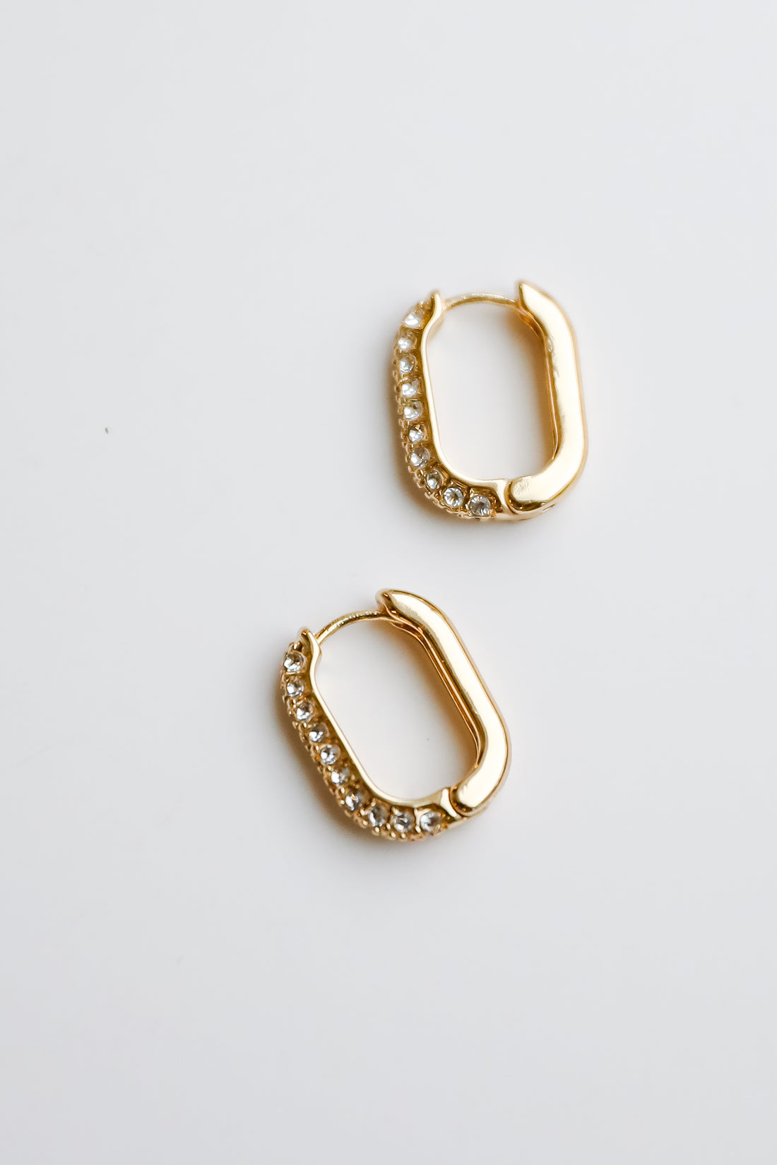 Cora Gold Rhinestone Oval Hoop Earrings