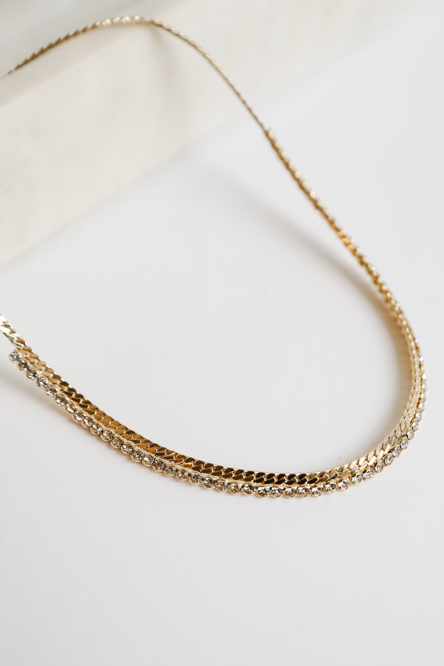 Cute Gold Rhinestone Chain Necklace | Gold Jewelry | Dress Up Cute Gold Rhinestone Chain Necklace | Gold Jewelry | Dress Up