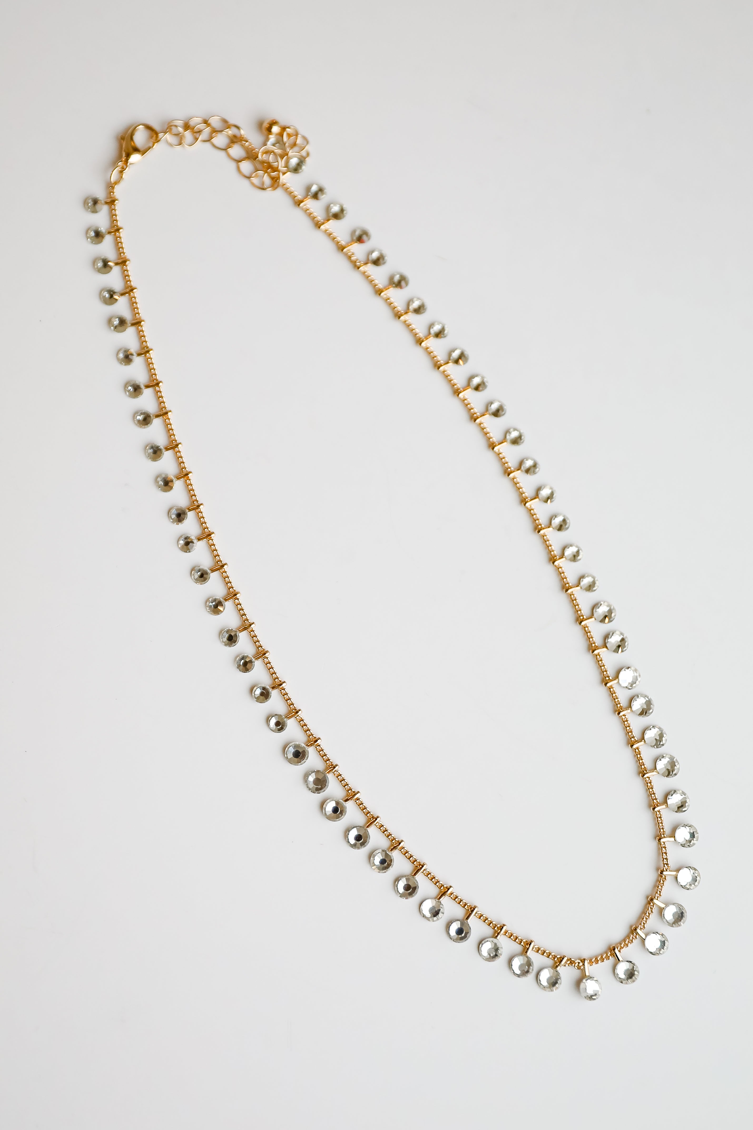 Riley Gold Rhinestone Chain Necklace