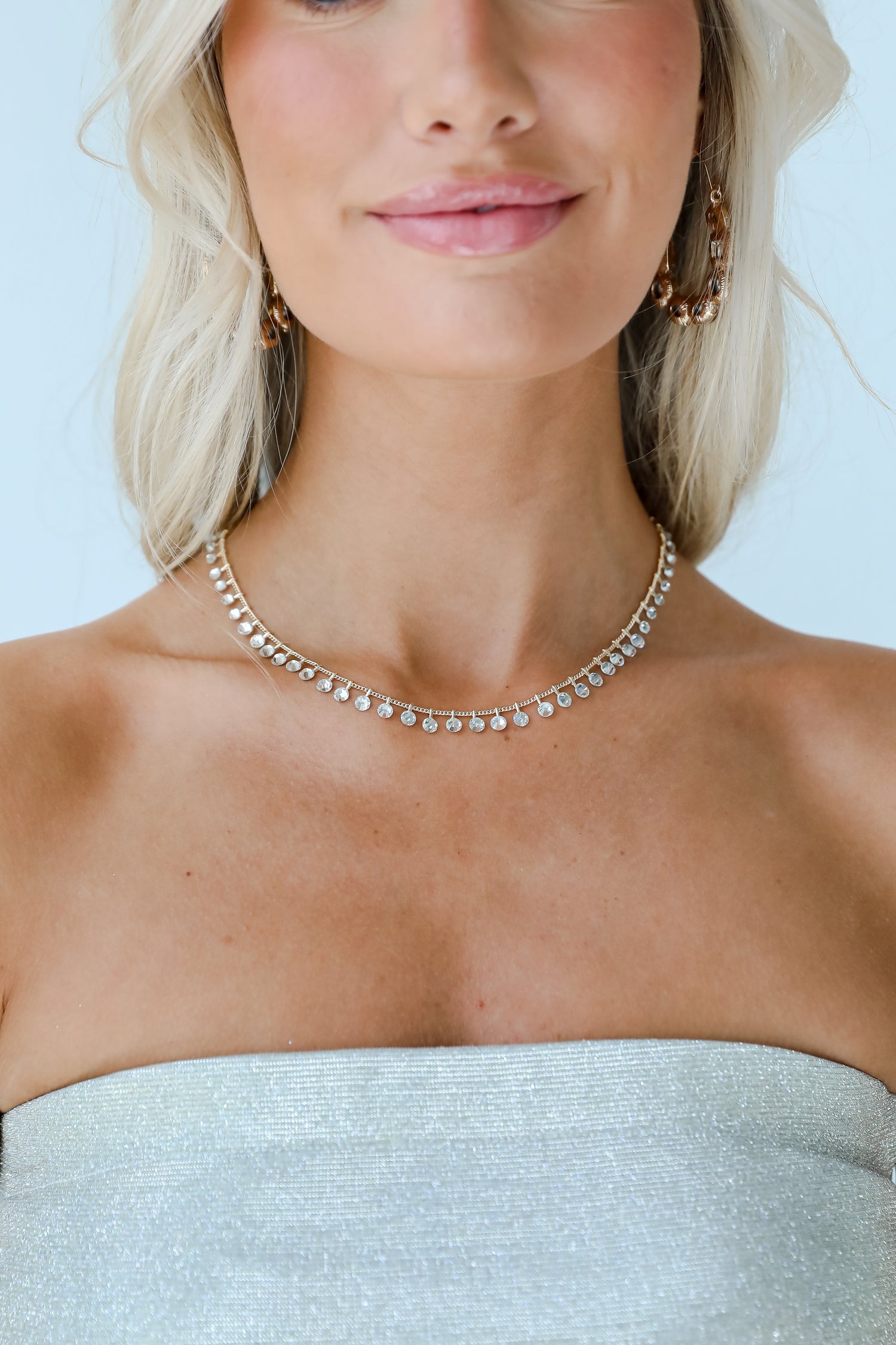 Gold Rhinestone Chain Necklace | Gold Necklaces | Dress Up Gold Rhinestone Chain Necklace | Gold Necklaces | Dress Up