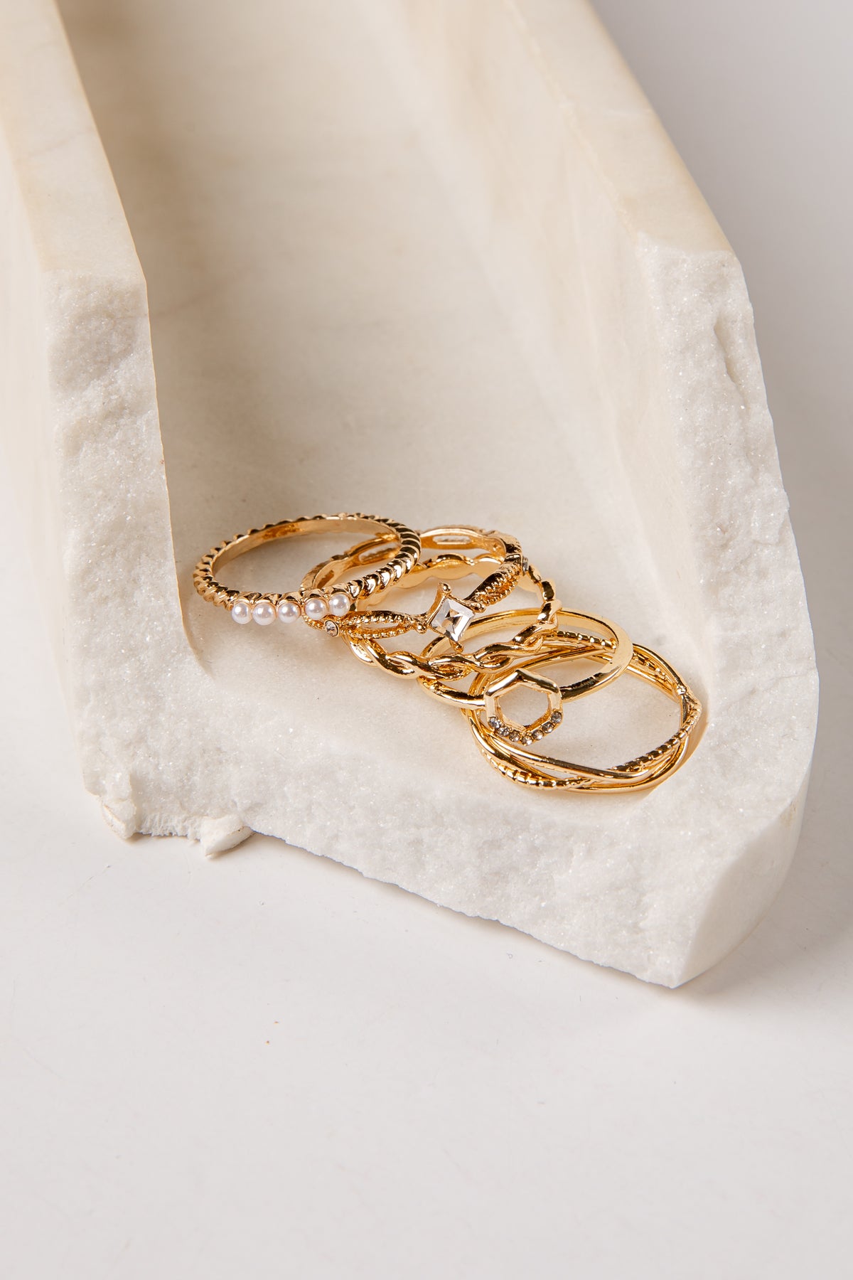 Trendy Rings Set Cute Gold Stacked Ring Set | Trendy Women's Jewelry | ShopDressUp ...