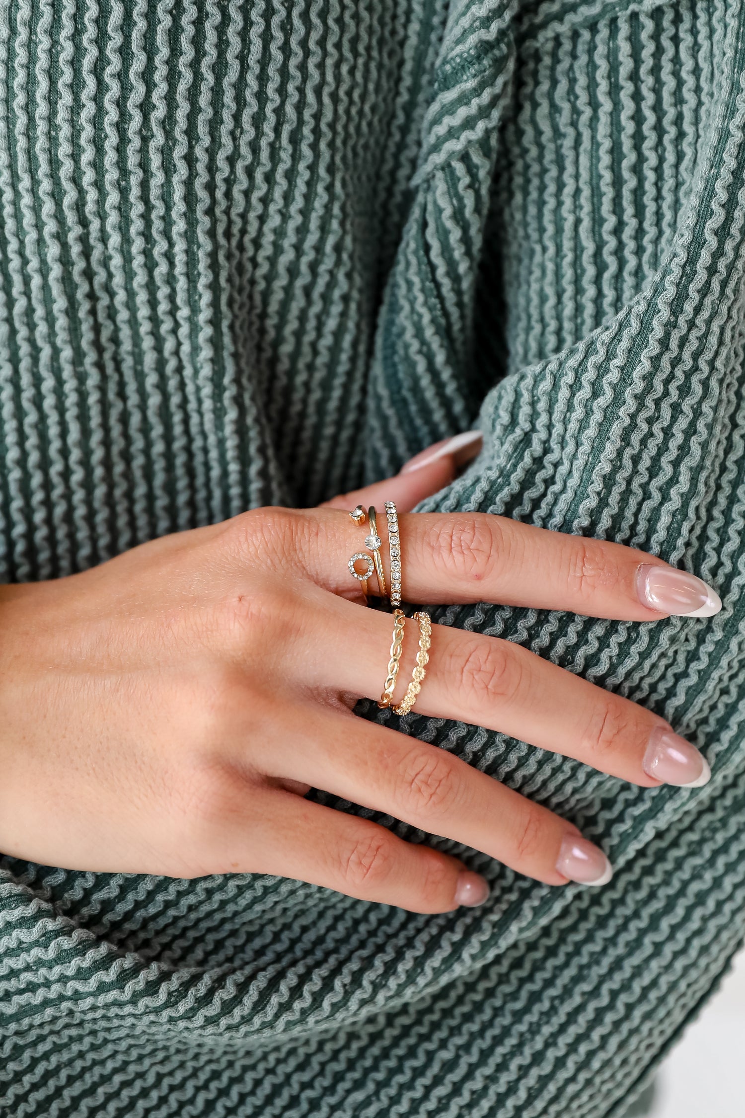 Aspen Gold Rhinestone Ring Set