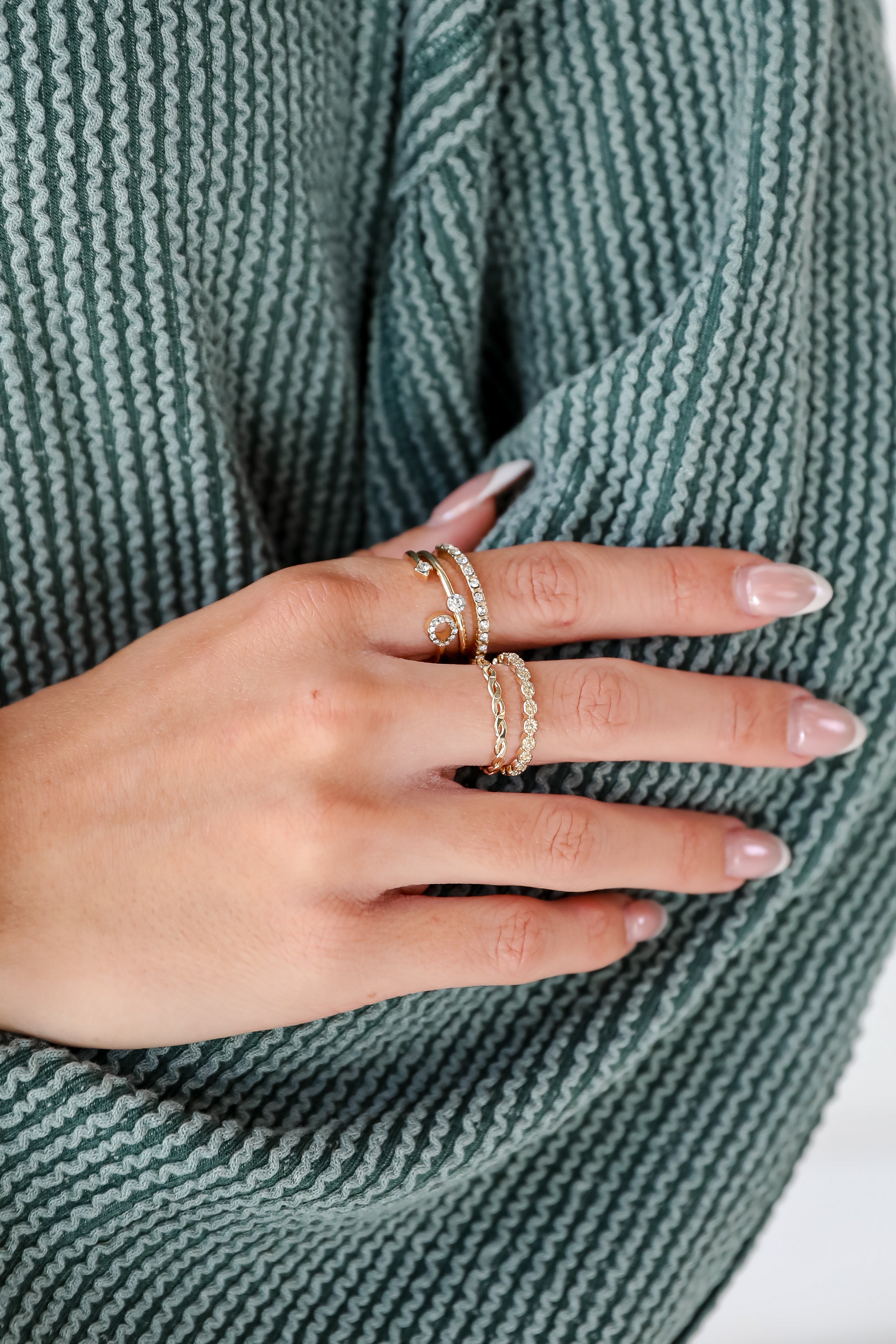 Aspen Gold Rhinestone Ring Set