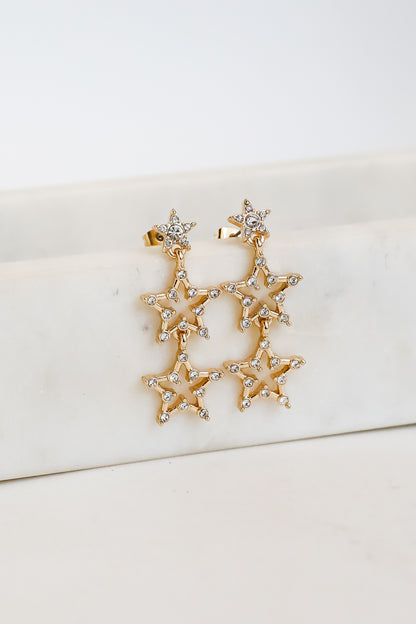 Rachel Gold Rhinestone Star Drop Earrings