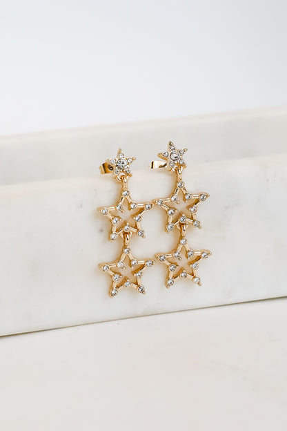 Rachel Gold Rhinestone Star Drop Earrings