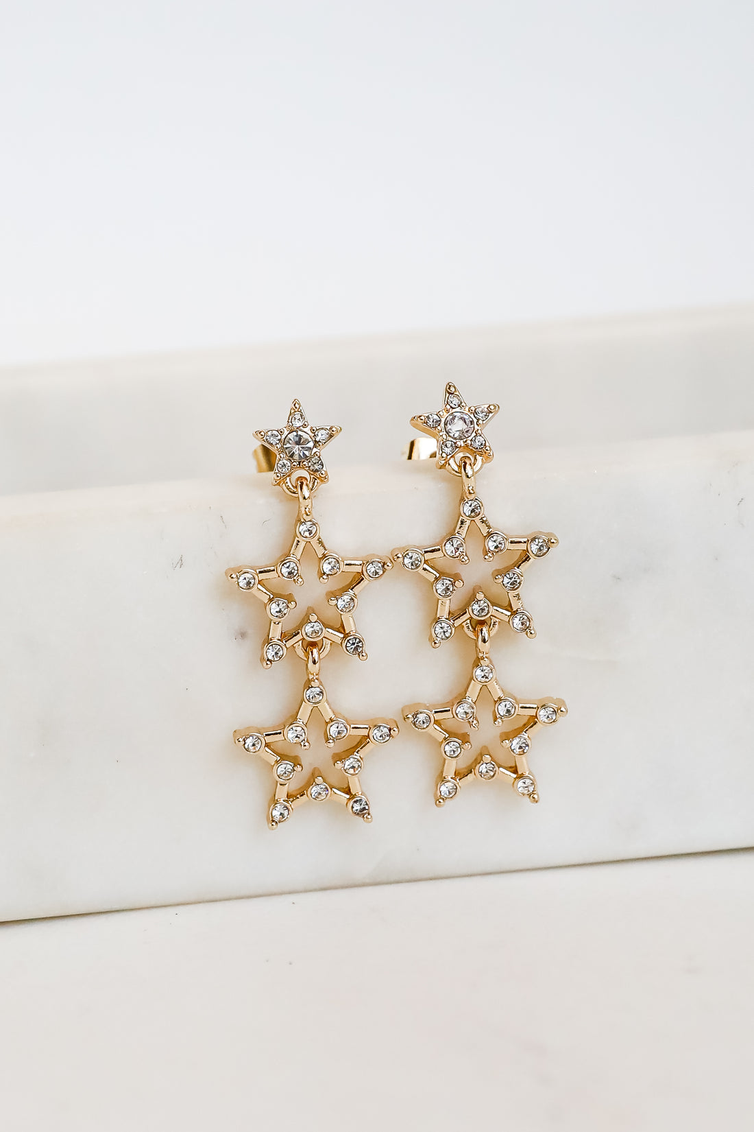 Rachel Gold Rhinestone Star Drop Earrings