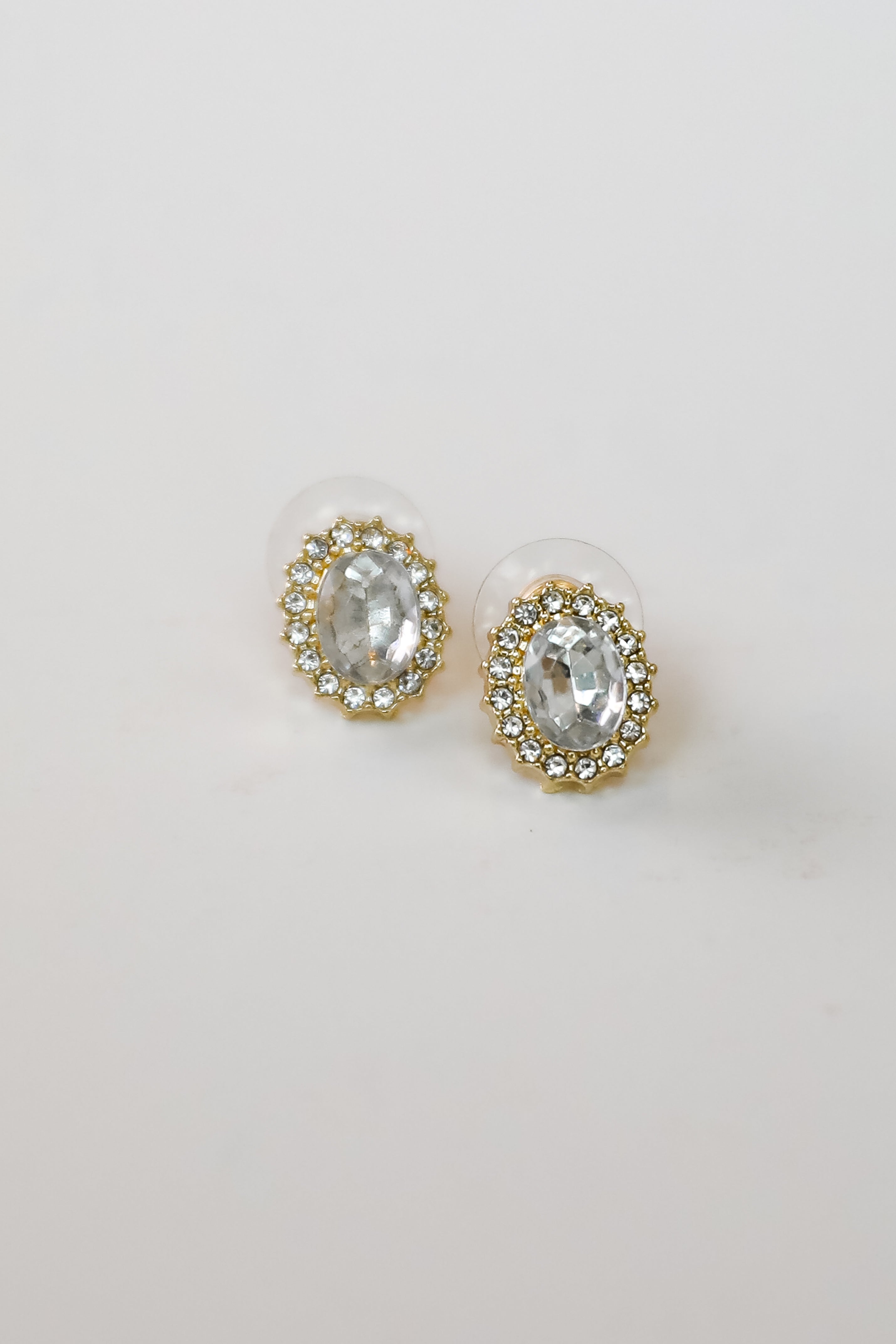 Carrie Gold Rhinestone Stud Earrings