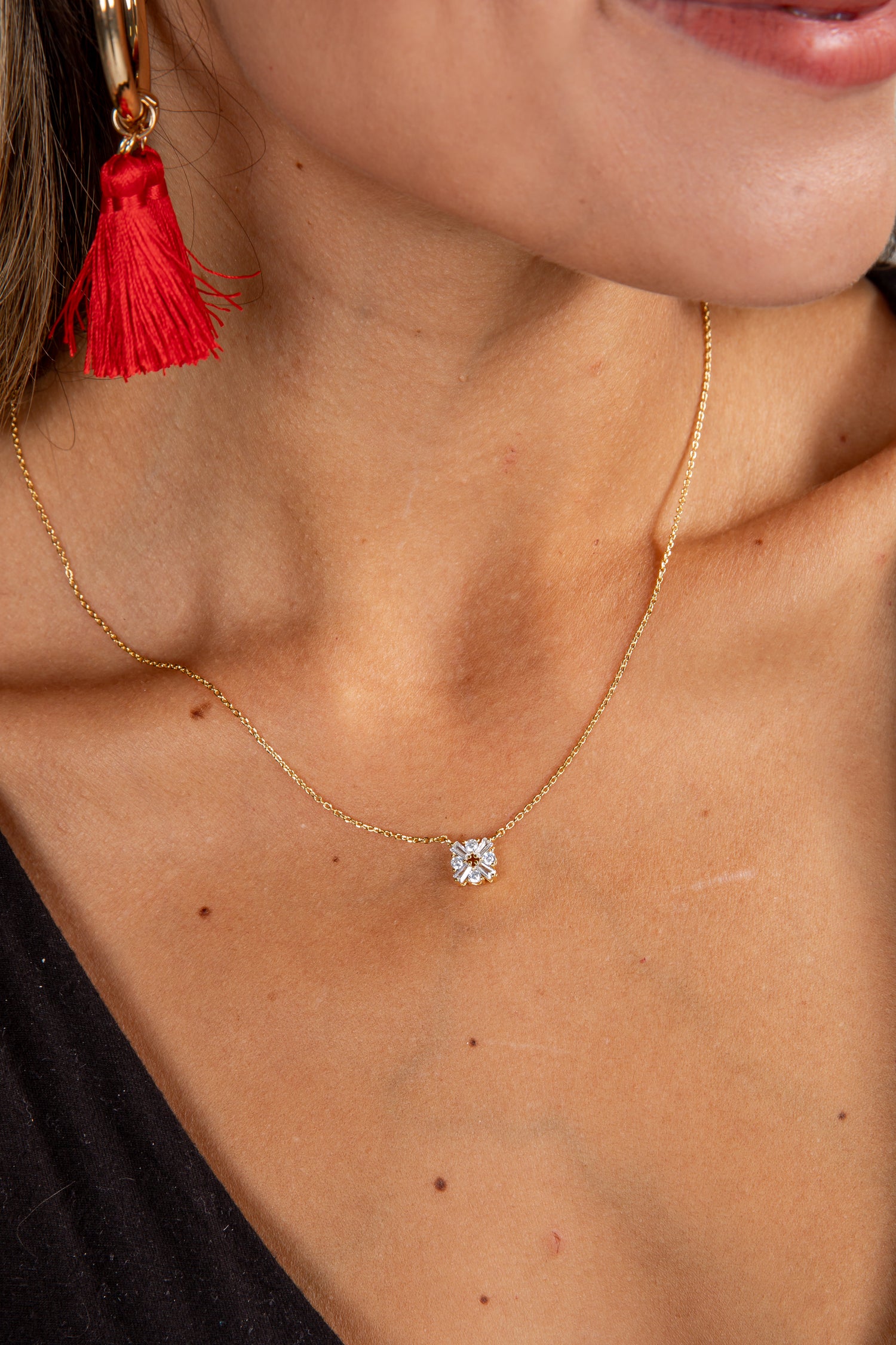 Cute Gold Rhinestone Charm Necklace | Dainty Necklaces | DressUp Cute Gold Rhinestone Charm Necklace | Dainty Necklaces | DressUp
