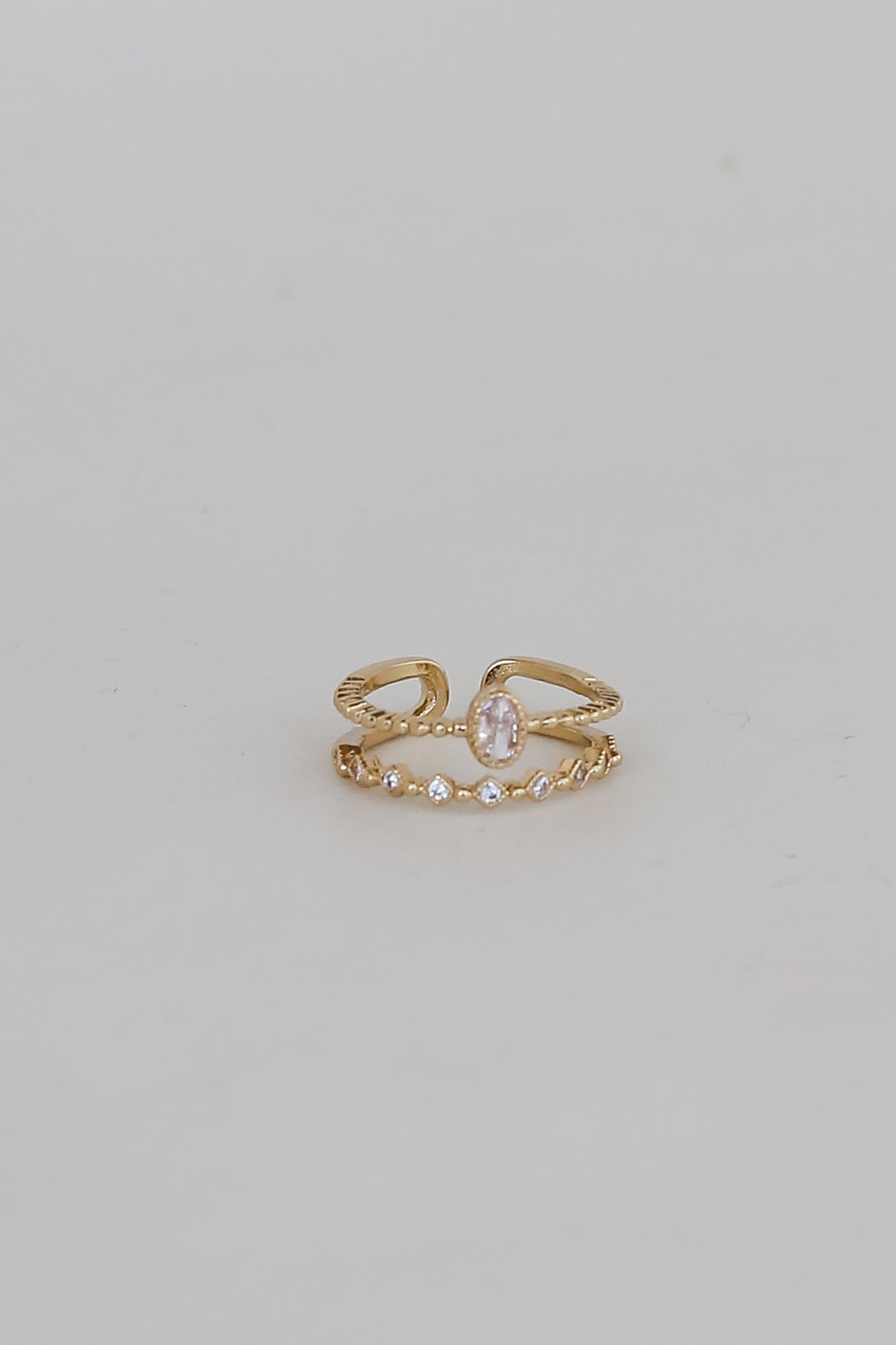 cute Gold Rhinestone Double Ring