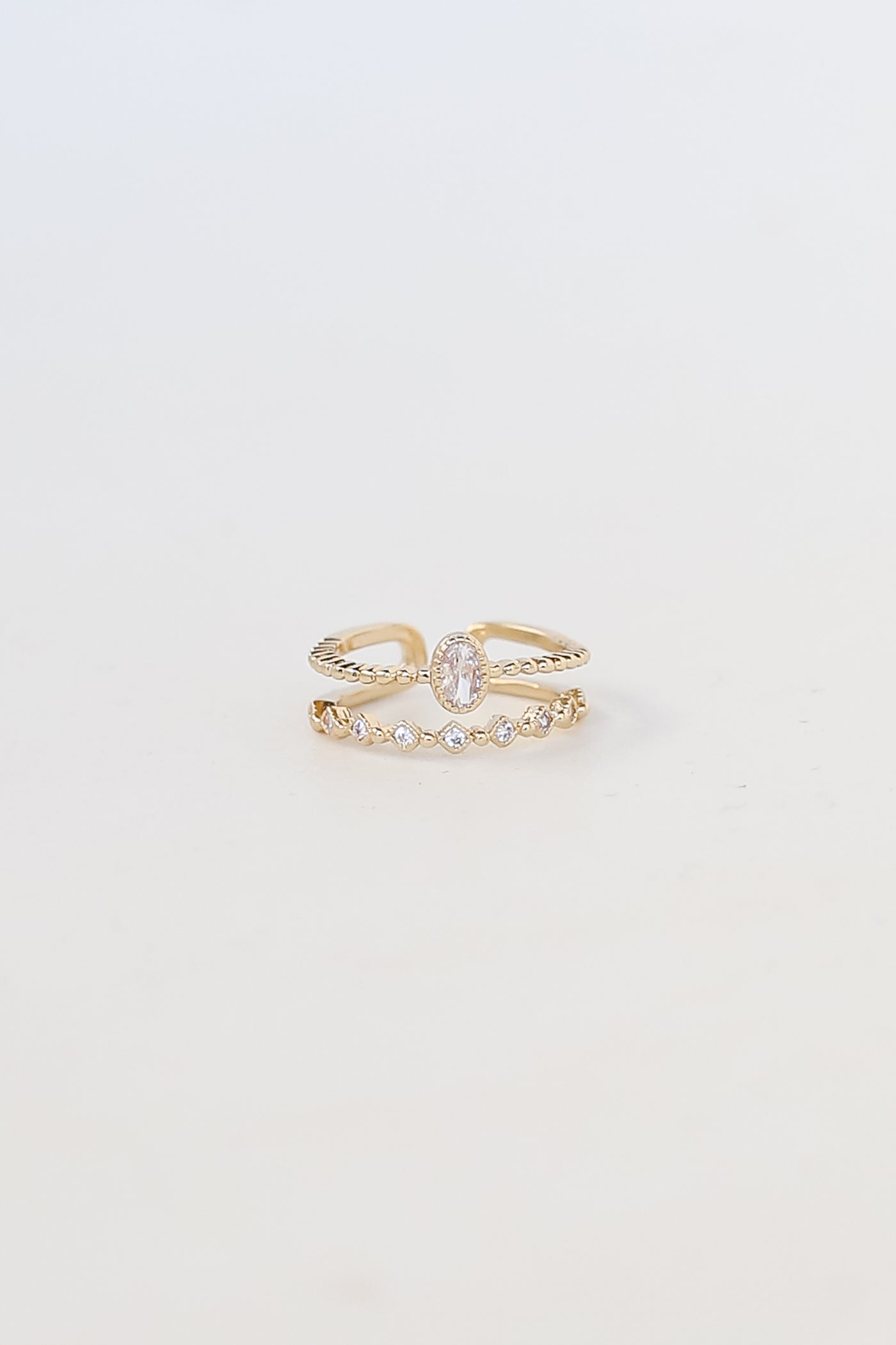 Gold Rhinestone Double Ring