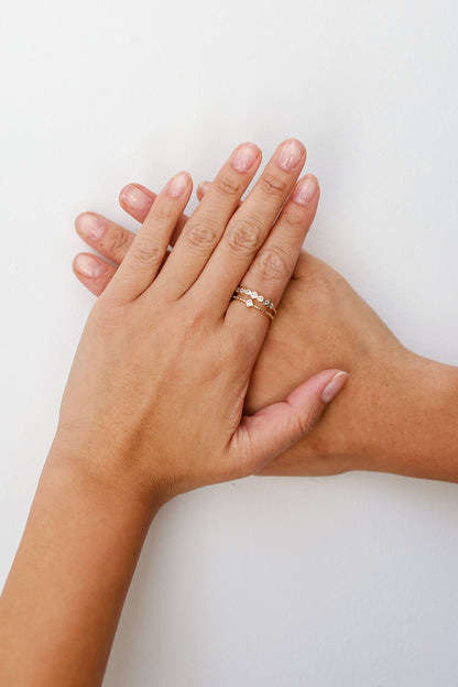 dainty Gold Rhinestone Double Ring