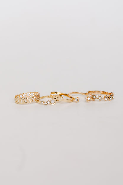 Gold Rhinestone Ring Set