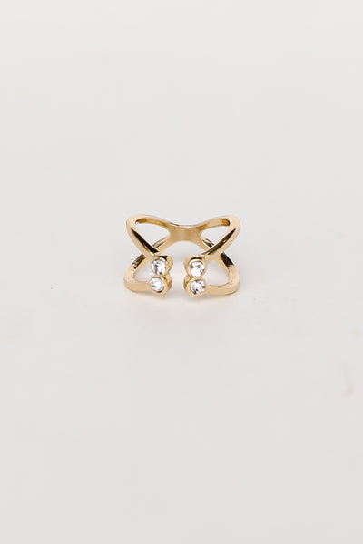 Gold Rhinestone Ring close up