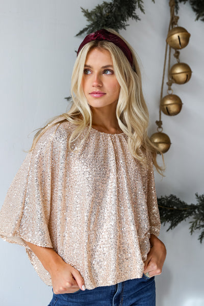 Gold Sequin Blouse front view