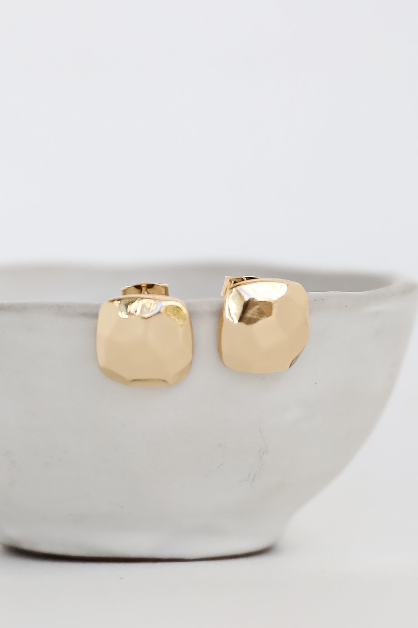 Gold Hammered Stud Earrings