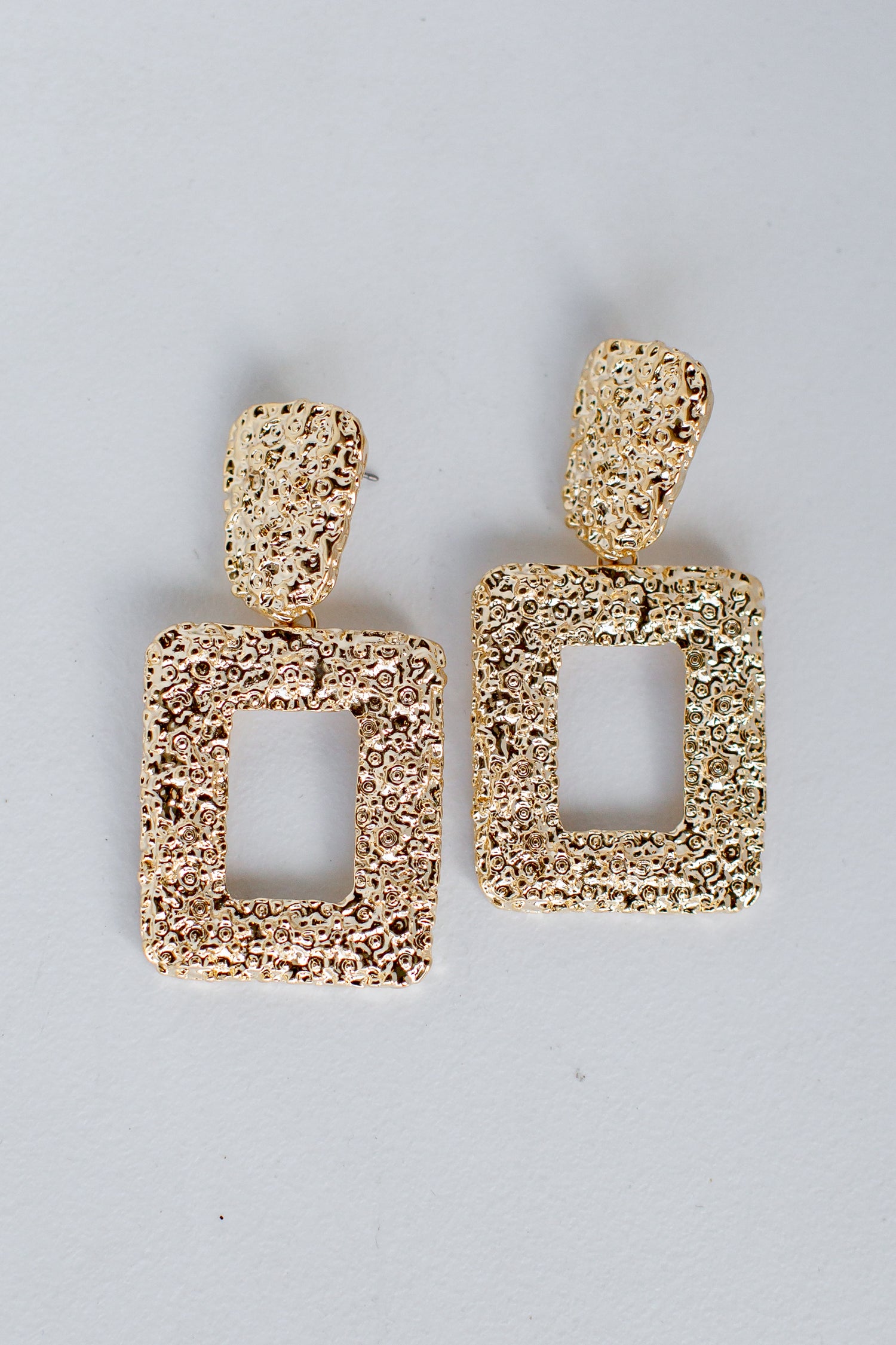 Gold Hammered Statement Earrings