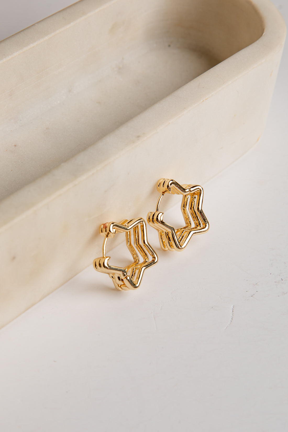 Gold Star Drop Earrings