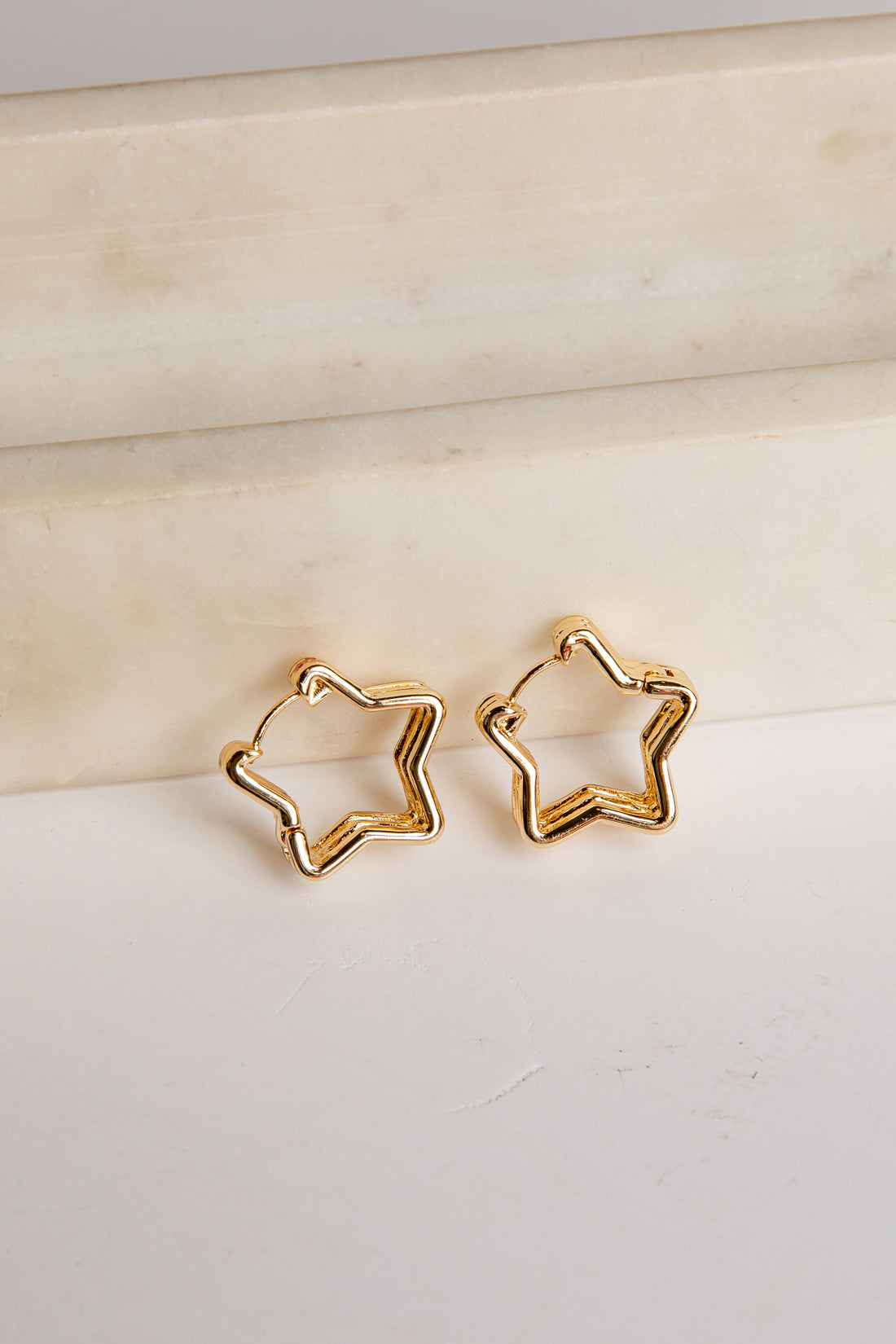 Gold Star Drop Earrings