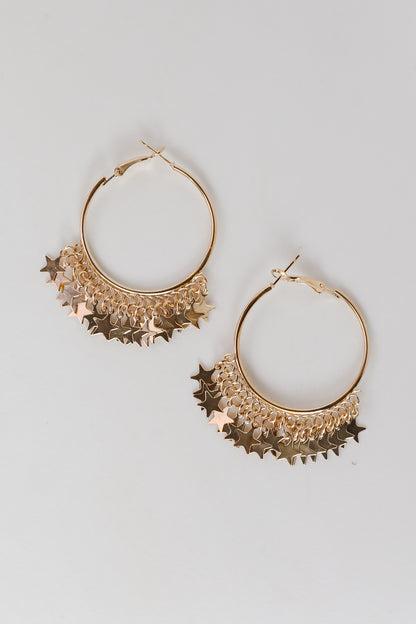 Maddy Gold Star Charm Hoop Earrings