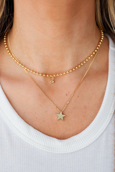 Gold Star Charm Layered Necklace