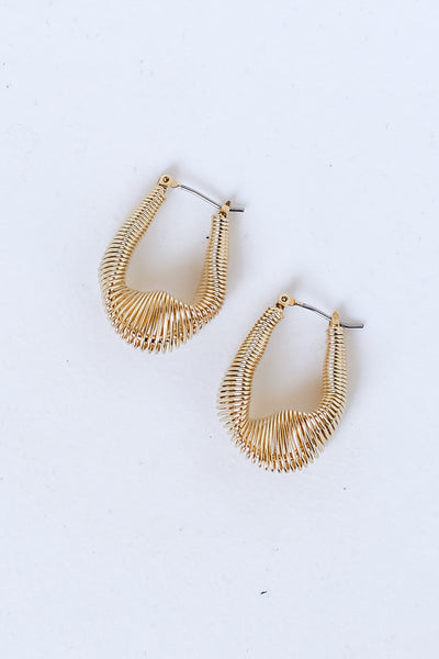 Gold Abstract Hoop Earrings flat lay
