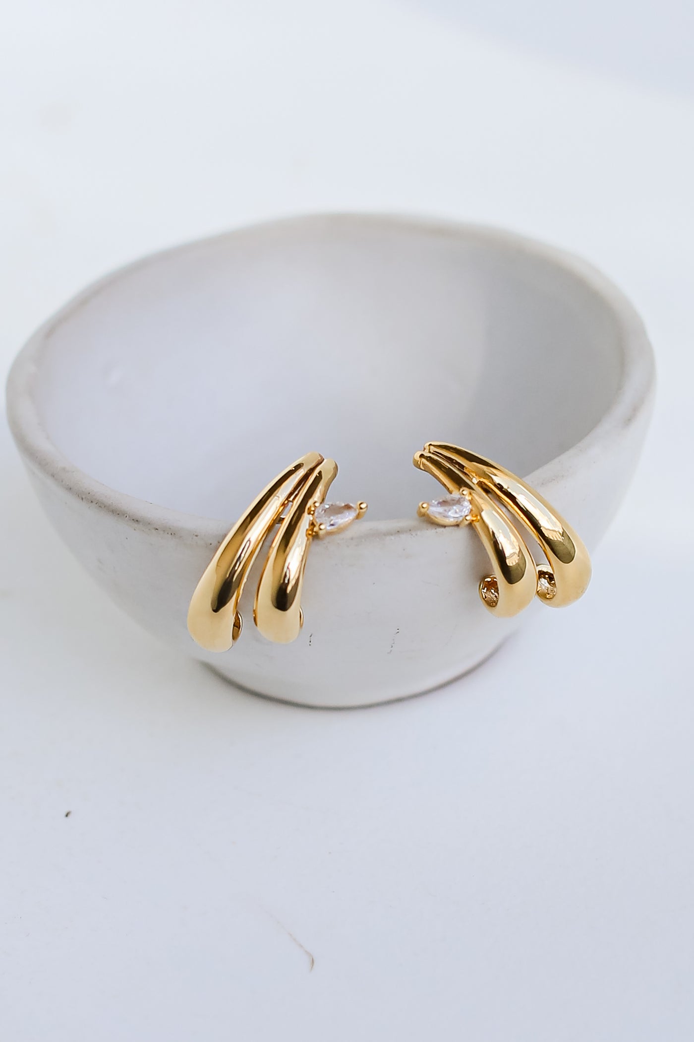 Gold Statement Earrings flat lay