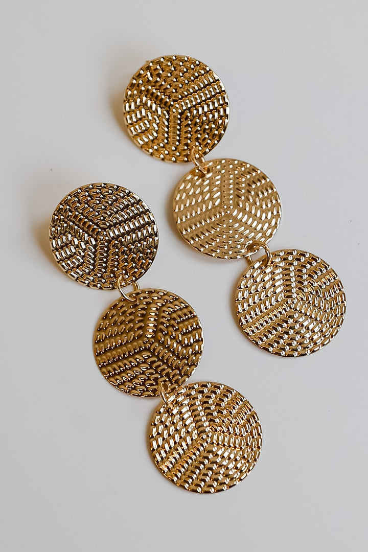 Gold Circle Drop Earrings