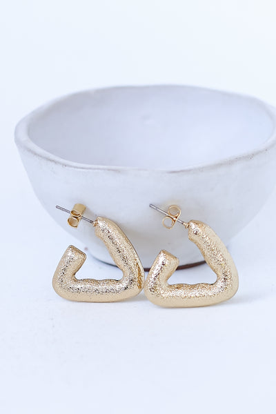 Gold Textured Triangle Earrings