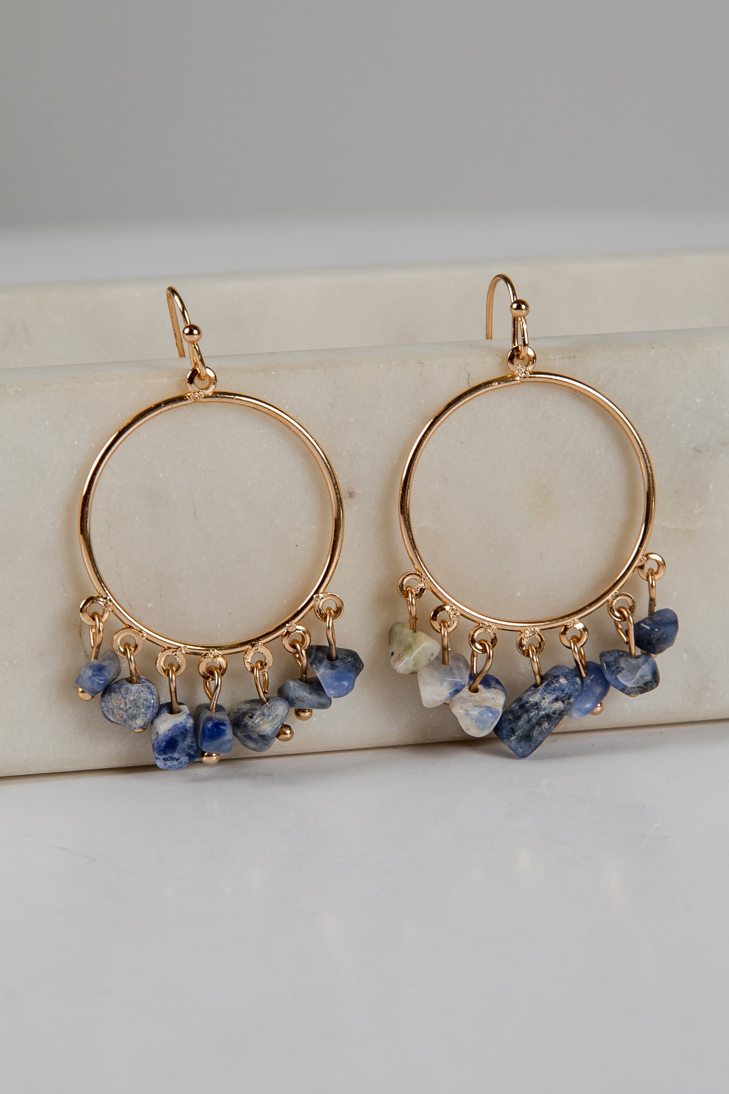 Cute Blue Stone Circle Drop Earrings | Trendy Earrings | Dress Up Cute Blue Stone Circle Drop Earrings | Trendy Earrings | Dress Up