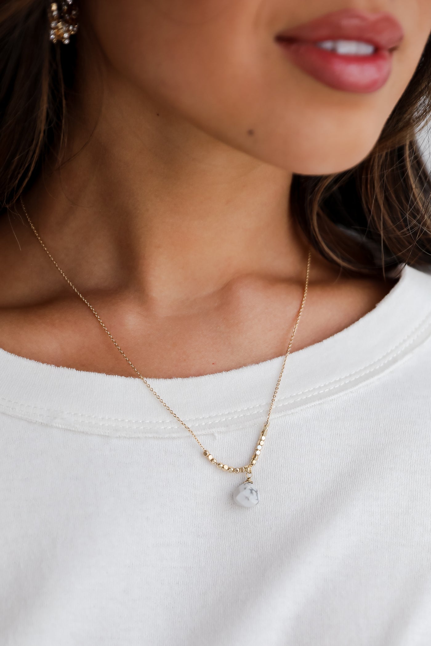 Kylie Gold Gemstone Charm Necklace