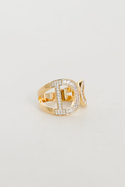 trendy Gold Rhinestone "I Do" Ring