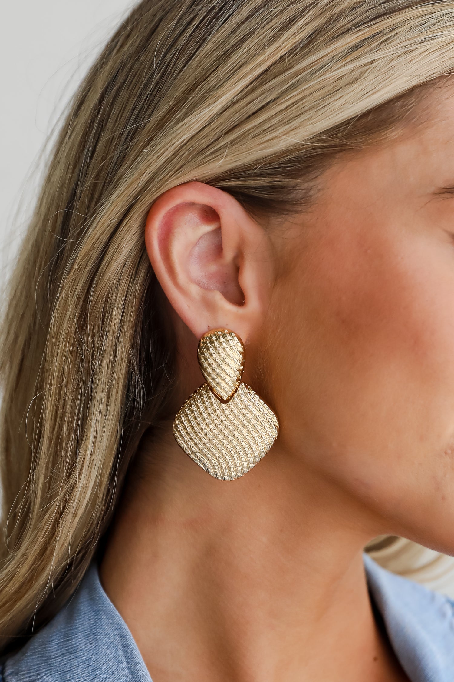 Natalie Gold Textured Statement Earrings