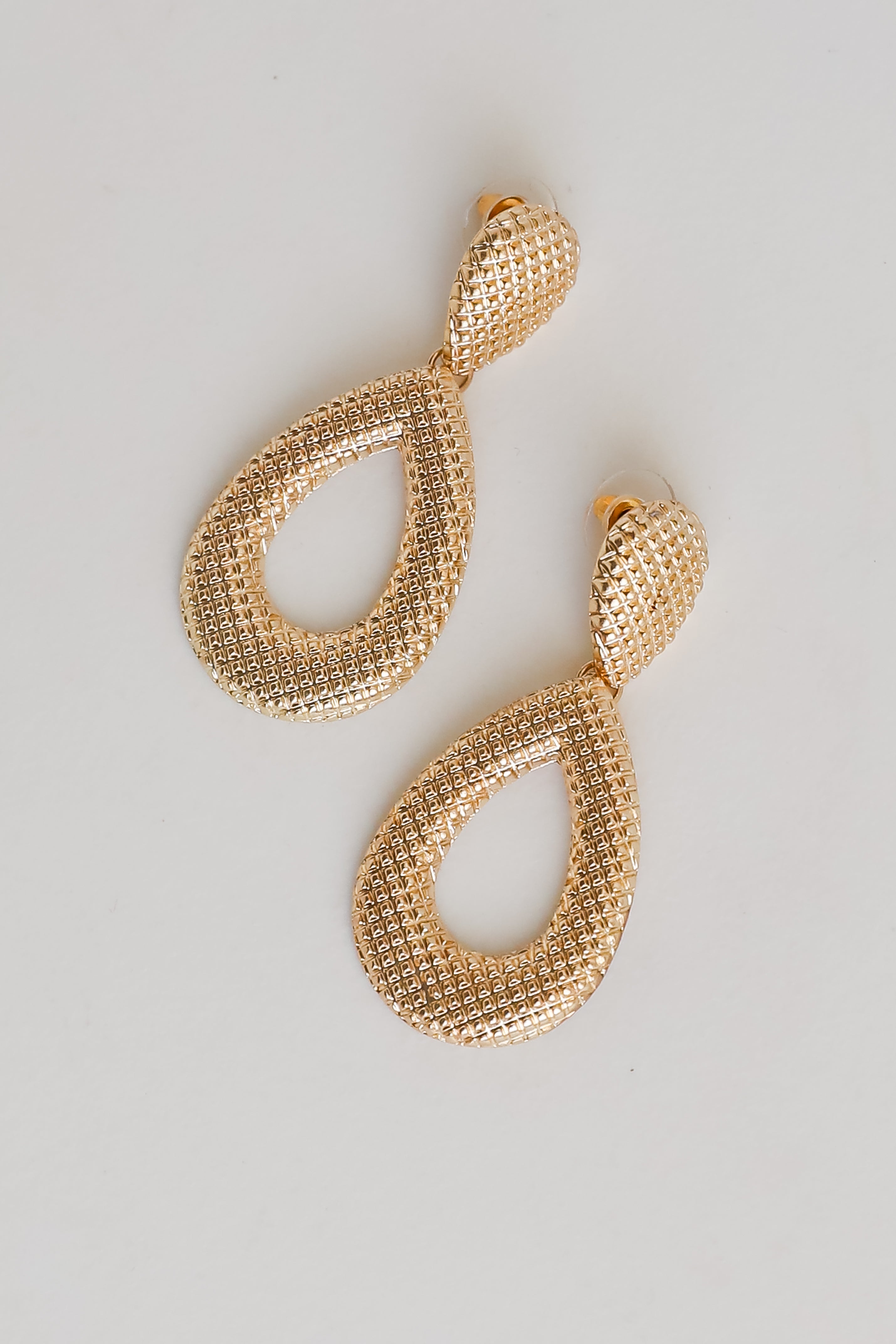 Chloe Gold Textured Teardrop Earrings