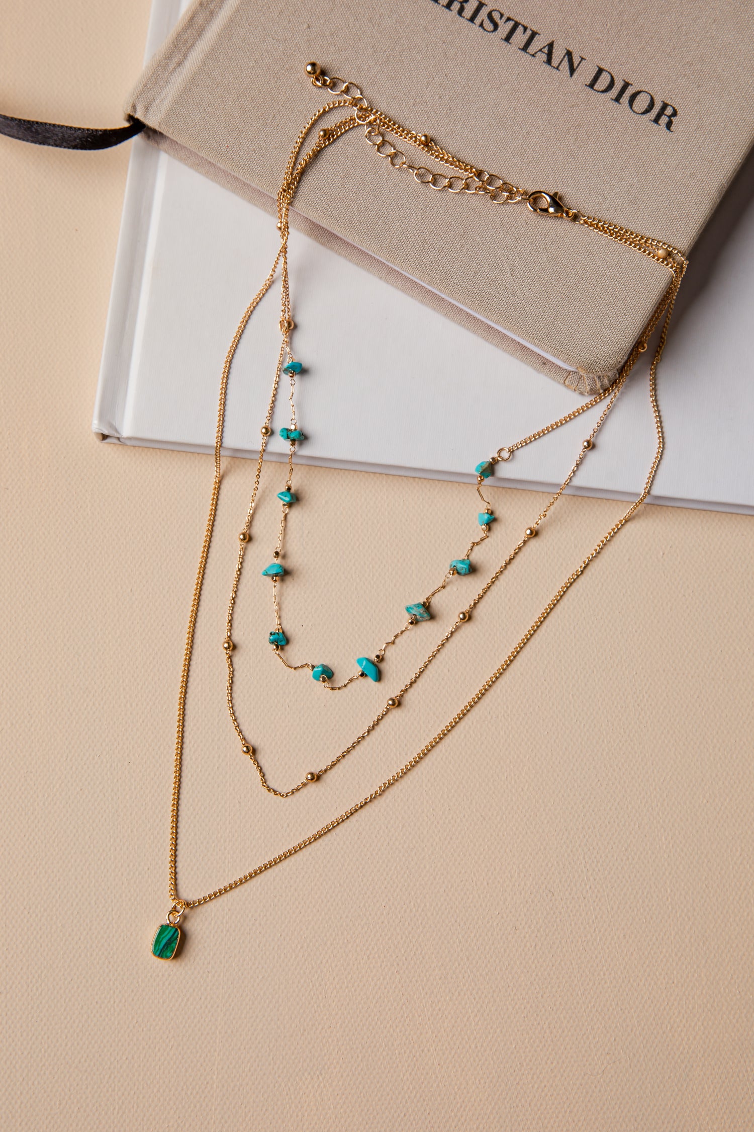 Jaylee Turquoise Multi-Layer Pendant Gold Necklace Jaylee Turquoise Multi-Layer Pendant Gold Necklace