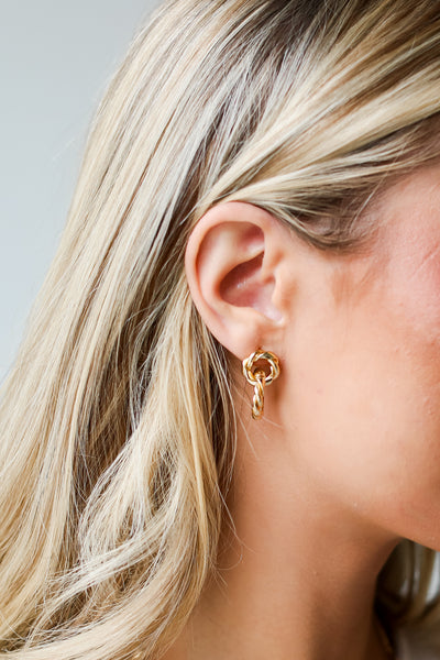 Gold Chainlink Earrings on model