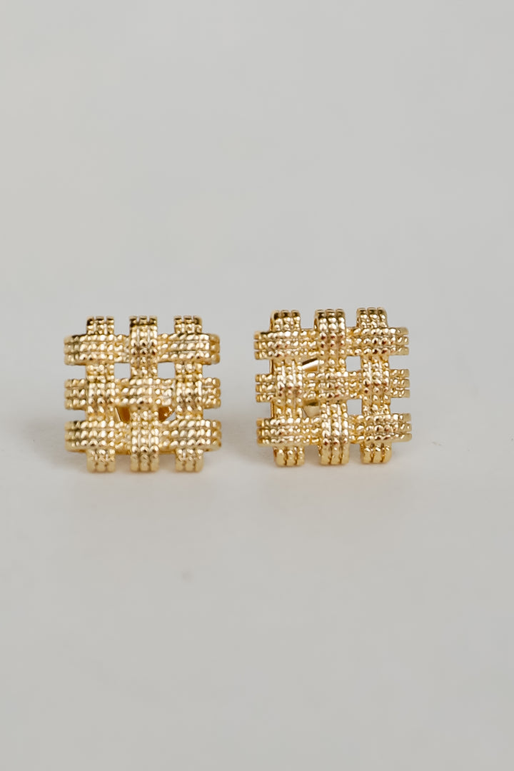 Colette Gold Textured Square Stud Earrings