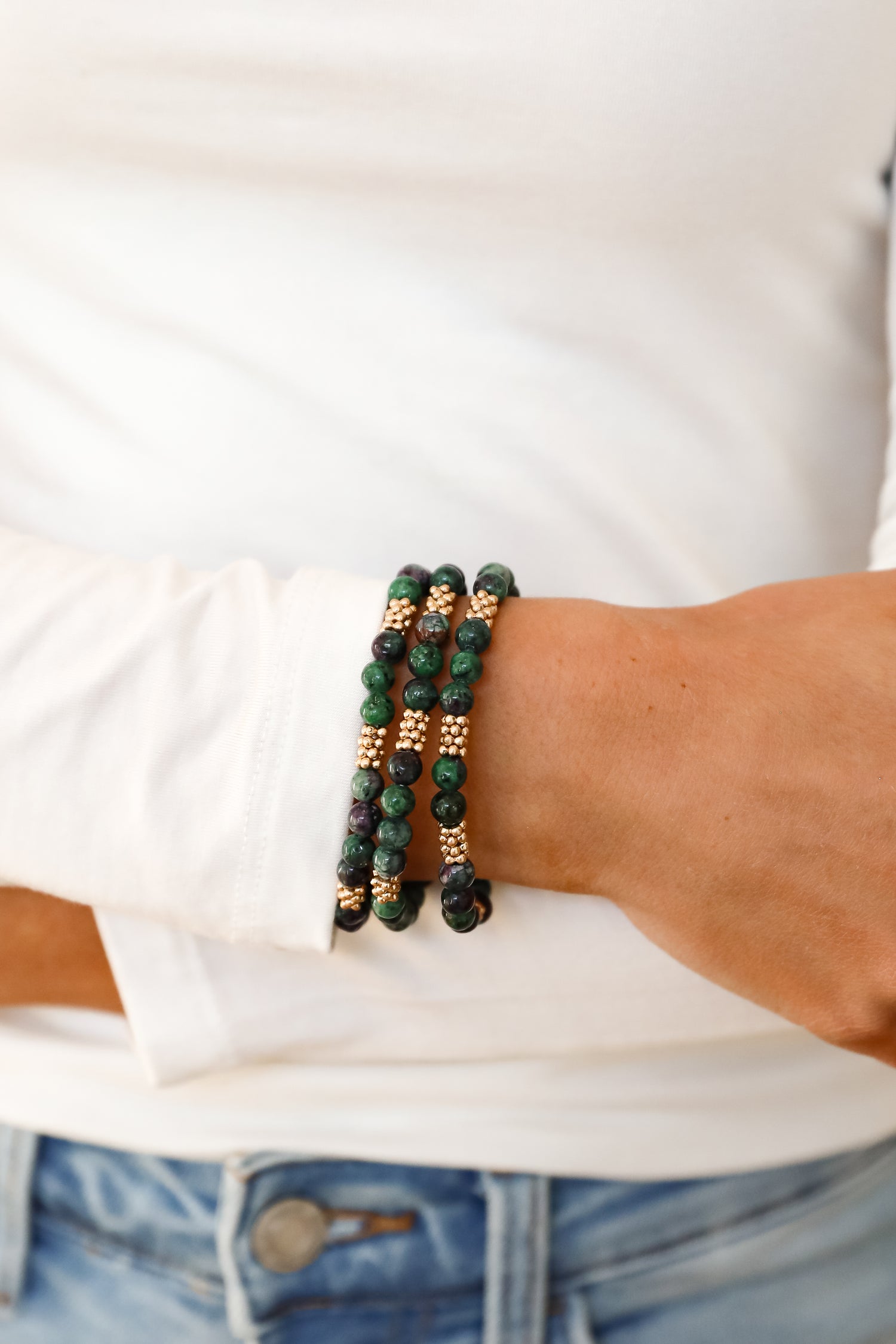 Samantha Green Beaded Bracelet Set