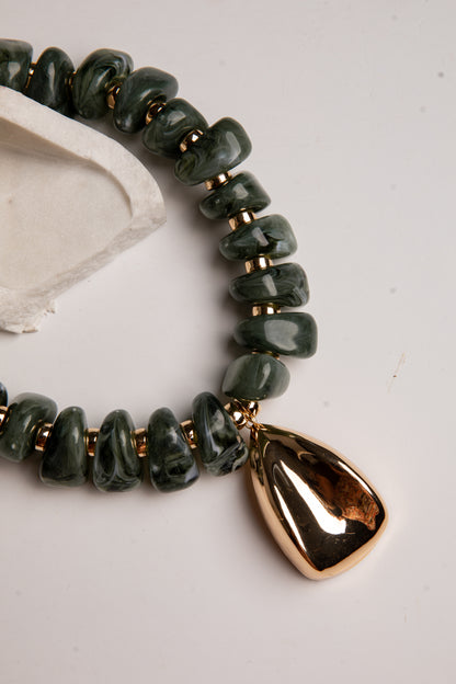 Ophelia Green Beaded Teardrop Necklace