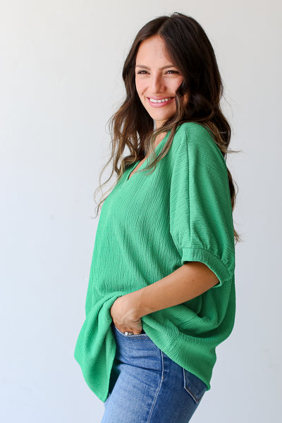 kelly green Textured Blouse side view