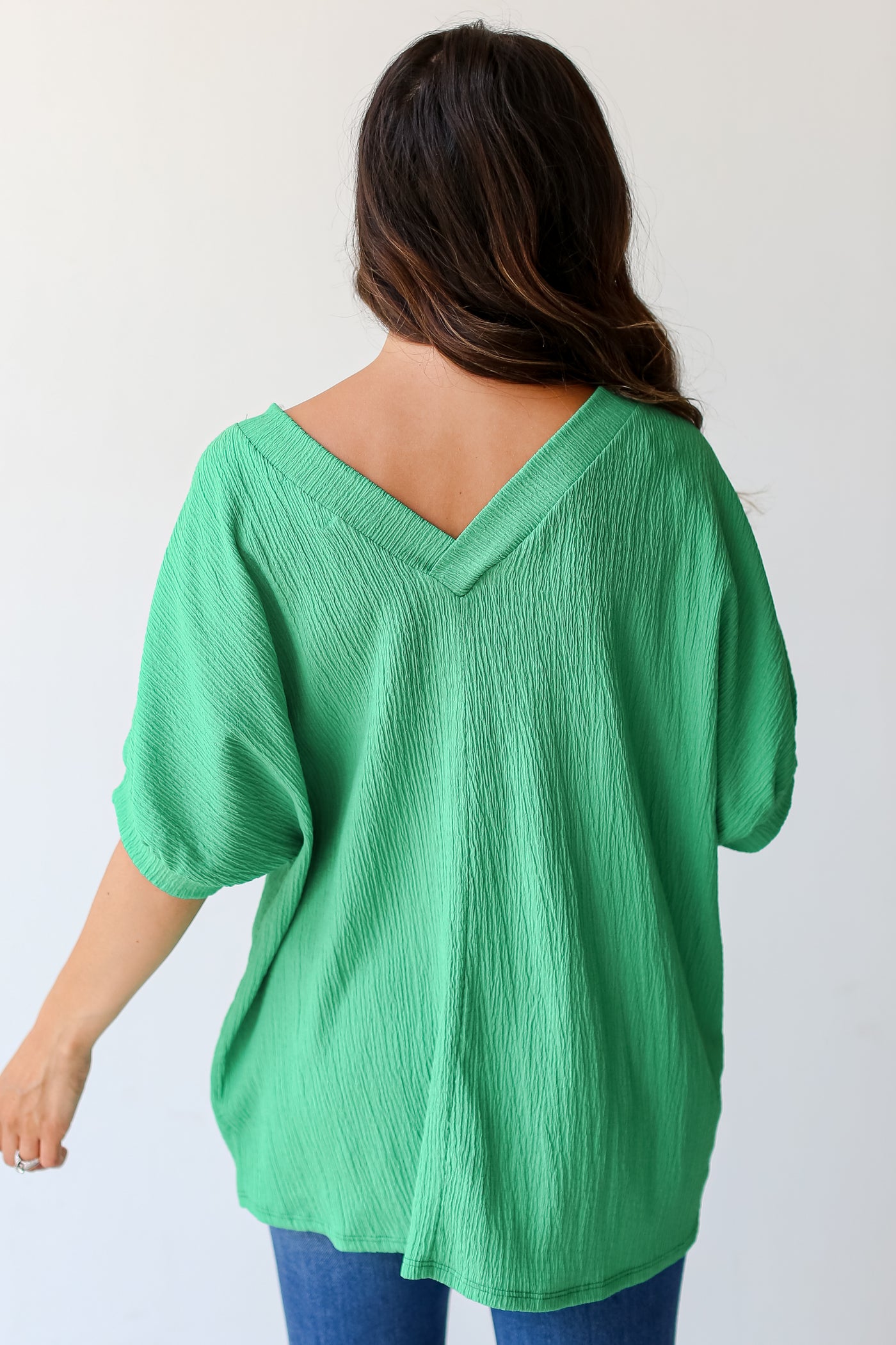kelly green Textured Blouse back view