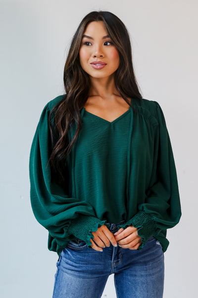 Hunter Green Blouse front view